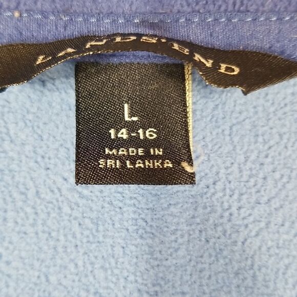 Lands End Jacket Womens Large Fleece Full Zip Long Sleeve Velcro Wrist  Purple - Picture 6 of 11